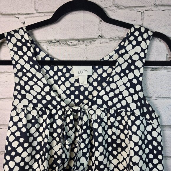 LOFT BLACK AND WHITE DOUBLE LAYERS TANK WITH FRONT TIE WOMENS SIZE S NWOT - Picture 6 of 7